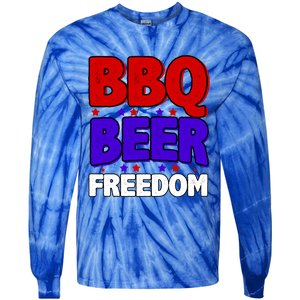 Bbq Beer Freedom Gift Tie-Dye Long Sleeve Shirt