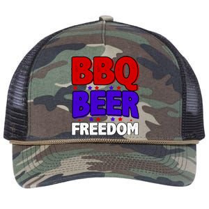 Bbq Beer Freedom Gift Retro Rope Trucker Hat Cap