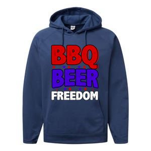 Bbq Beer Freedom Gift Performance Fleece Hoodie