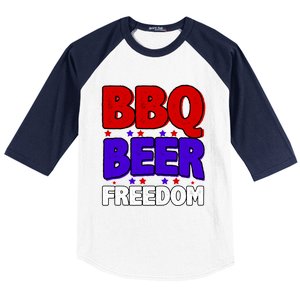 Bbq Beer Freedom Gift Baseball Sleeve Shirt