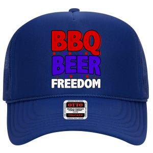 Bbq Beer Freedom Gift High Crown Mesh Back Trucker Hat