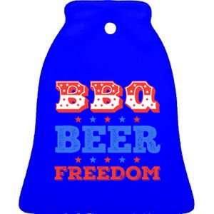 Bbq Beer Freedom Usa Patriotic 4th Of July Cute Gift Ceramic Bell Ornament