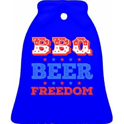 Bbq Beer Freedom Usa Patriotic 4th Of July Cute Gift Ceramic Bell Ornament