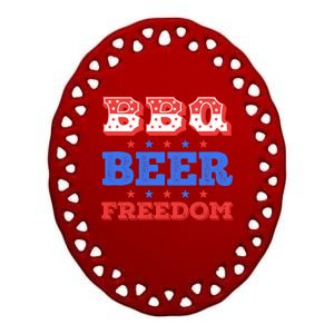 Bbq Beer Freedom Usa Patriotic 4th Of July Cute Gift Ceramic Oval Ornament