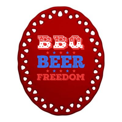 Bbq Beer Freedom Usa Patriotic 4th Of July Cute Gift Ceramic Oval Ornament