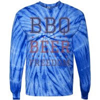 Bbq Beer Freedom Gift Tie-Dye Long Sleeve Shirt