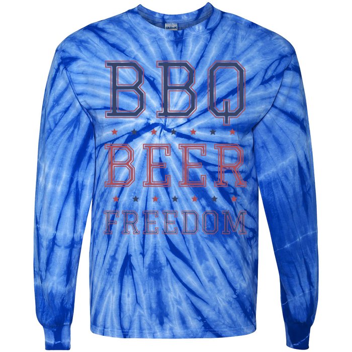 Bbq Beer Freedom Gift Tie-Dye Long Sleeve Shirt