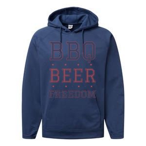 Bbq Beer Freedom Gift Performance Fleece Hoodie