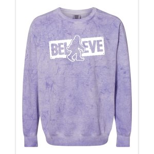 Believe Big Foot Sasquatch Bigfoot Colorblast Crewneck Sweatshirt