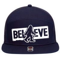 Believe Big Foot Sasquatch Bigfoot 7 Panel Mesh Trucker Snapback Hat