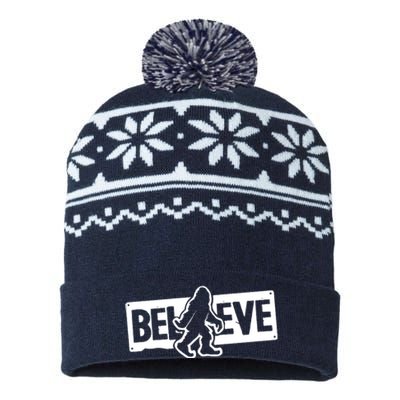 Believe Big Foot Sasquatch Bigfoot USA-Made Snowflake Beanie