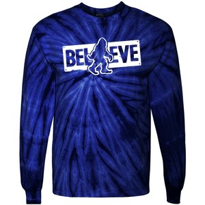 Believe Big Foot Sasquatch Bigfoot Tie-Dye Long Sleeve Shirt