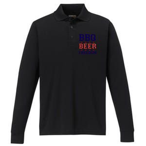 Bbq Beer Freedom Gift Performance Long Sleeve Polo