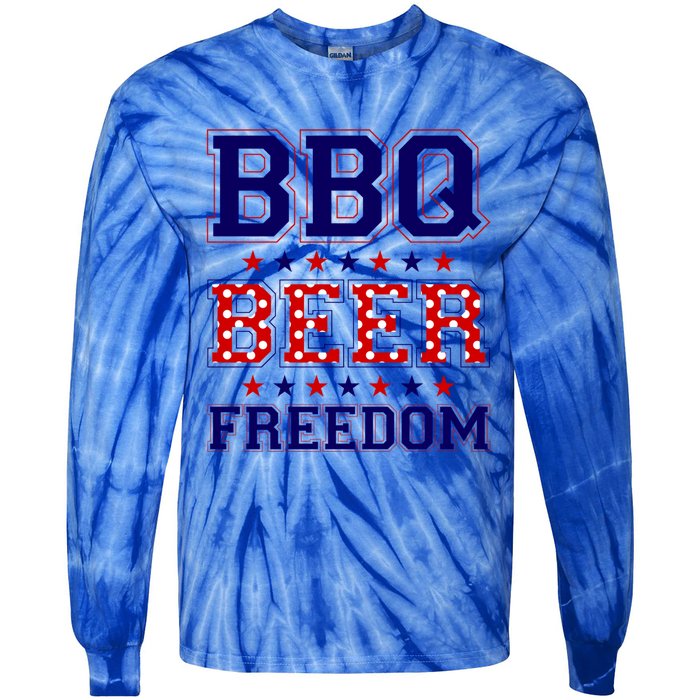 Bbq Beer Freedom Gift Tie-Dye Long Sleeve Shirt