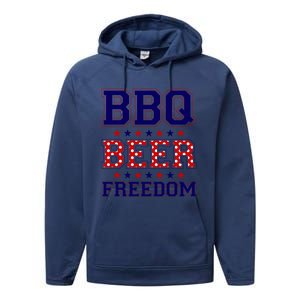 Bbq Beer Freedom Gift Performance Fleece Hoodie