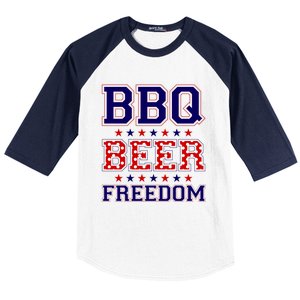 Bbq Beer Freedom Gift Baseball Sleeve Shirt