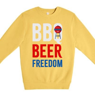 Bbq Beer Freedom Celebrating The 4th Of July Cool Gift Premium Crewneck Sweatshirt