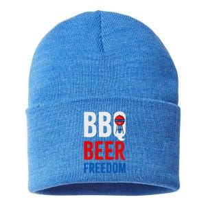 Bbq Beer Freedom Celebrating The 4th Of July Cool Gift Sustainable Knit Beanie