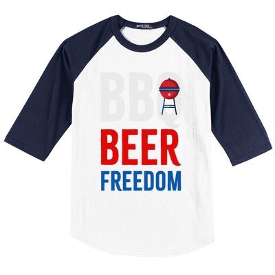 Bbq Beer Freedom Celebrating The 4th Of July Cool Gift Baseball Sleeve Shirt