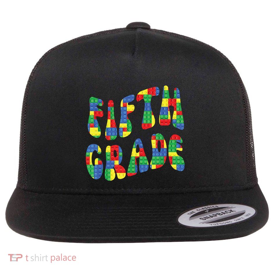 Building Bricks Fifth Grade 5 Boy Teacher Master Builder Flat Bill Trucker Hat