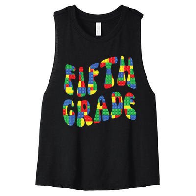 Building Bricks Fifth Grade 5 Boy Teacher Master Builder Women's Racerback Cropped Tank