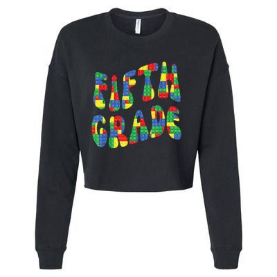 Building Bricks Fifth Grade 5 Boy Teacher Master Builder Cropped Pullover Crew