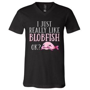 Blobfish Bob Fish Funny Cute Blob Blobby V-Neck T-Shirt