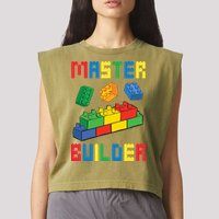 Brick Builder Funny Blocks Building Master Builder Toys Garment-Dyed Women's Muscle Tee