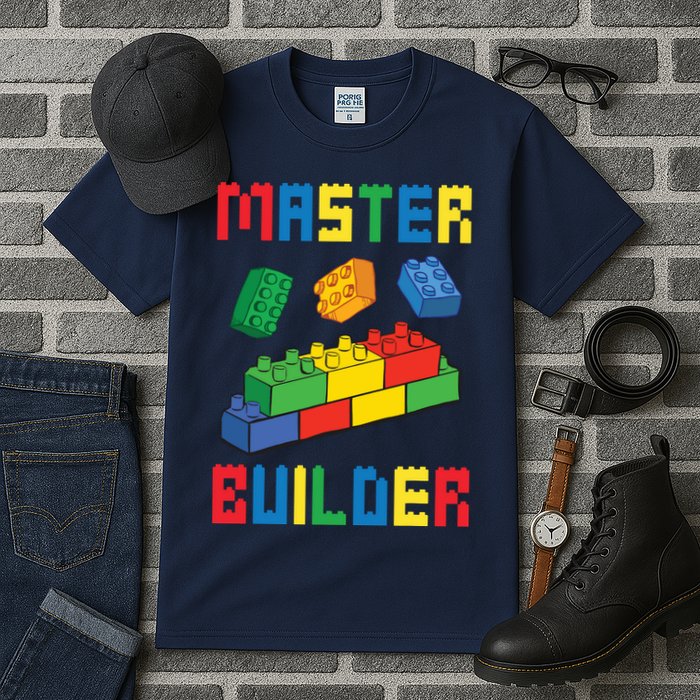 Brick Builder Funny Blocks Building Master Builder Toys Tall T-Shirt