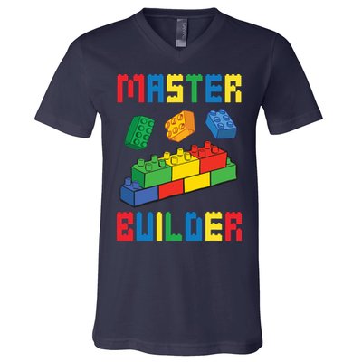 Brick Builder Funny Blocks Building Master Builder Toys V-Neck T-Shirt