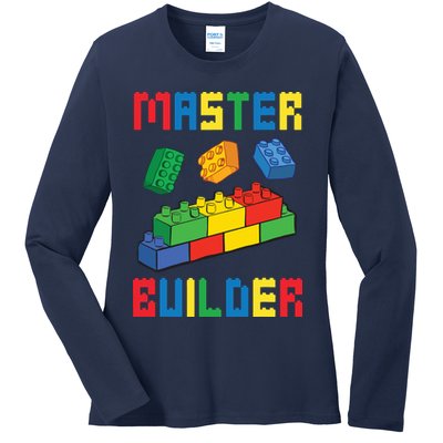 Brick Builder Funny Blocks Building Master Builder Toys Ladies Long Sleeve Shirt