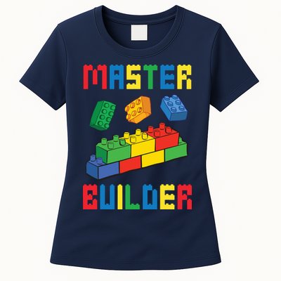 Brick Builder Funny Blocks Building Master Builder Toys Womens T-Shirt