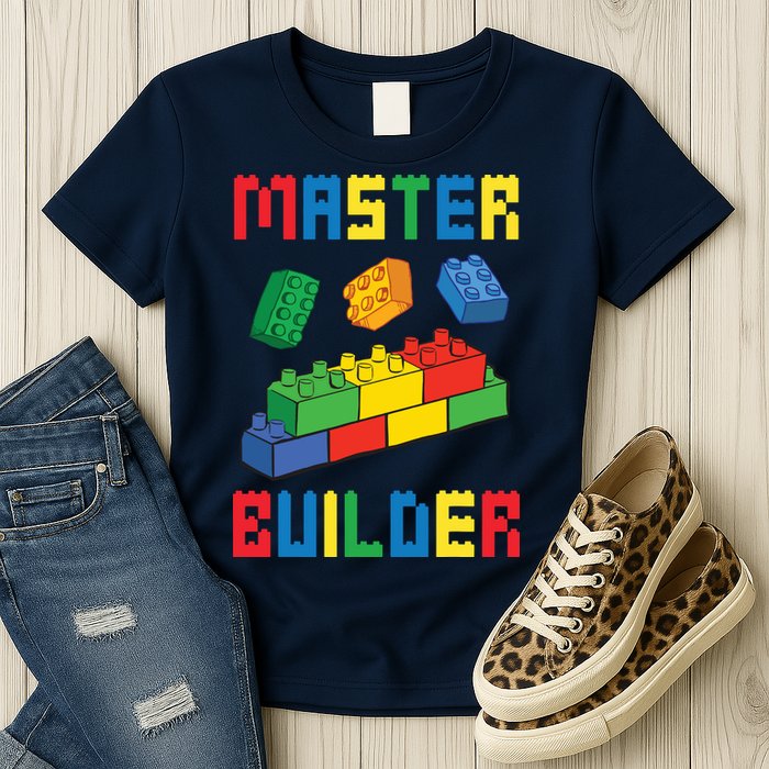 Brick Builder Funny Blocks Building Master Builder Toys Womens T-Shirt