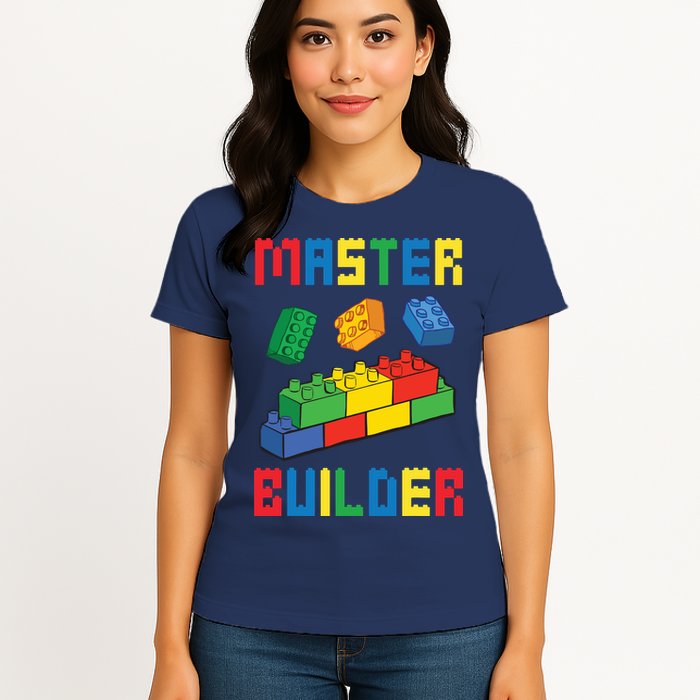 Brick Builder Funny Blocks Building Master Builder Toys Womens T-Shirt