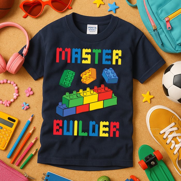 Brick Builder Funny Blocks Building Master Builder Toys Kids T-Shirt