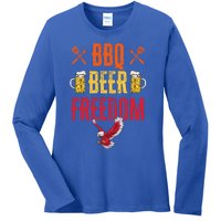 Bbq Beer Freedom Usa America 2020 Proud Patriot Gift Ladies Long Sleeve Shirt