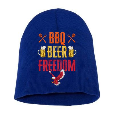Bbq Beer Freedom Usa America 2020 Proud Patriot Gift Short Acrylic Beanie