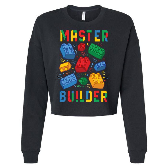 Brick Builder Funny Blocks Master Builder Cropped Pullover Crew