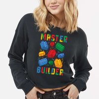 Brick Builder Funny Blocks Master Builder Cropped Pullover Crew