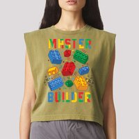 Brick Builder Funny Blocks Master Builder Garment-Dyed Women's Muscle Tee