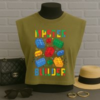 Brick Builder Funny Blocks Master Builder Garment-Dyed Women's Muscle Tee
