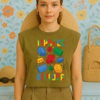 Brick Builder Funny Blocks Master Builder Garment-Dyed Women's Muscle Tee