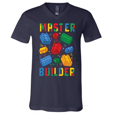 Brick Builder Funny Blocks Master Builder V-Neck T-Shirt