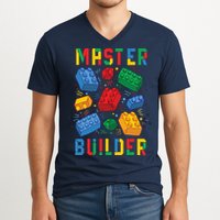Brick Builder Funny Blocks Master Builder V-Neck T-Shirt