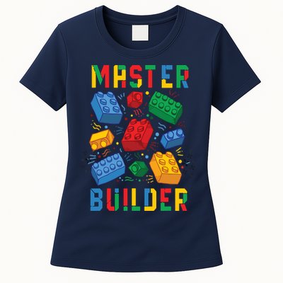 Brick Builder Funny Blocks Master Builder Womens T-Shirt