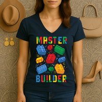 Brick Builder Funny Blocks Master Builder Women's V-Neck T-Shirt