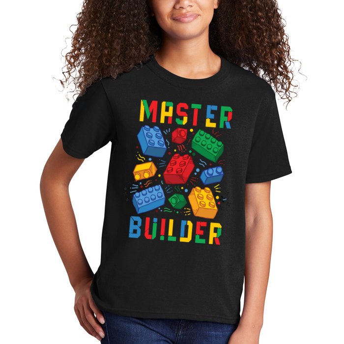 Brick Builder Funny Blocks Master Builder Kids T-Shirt