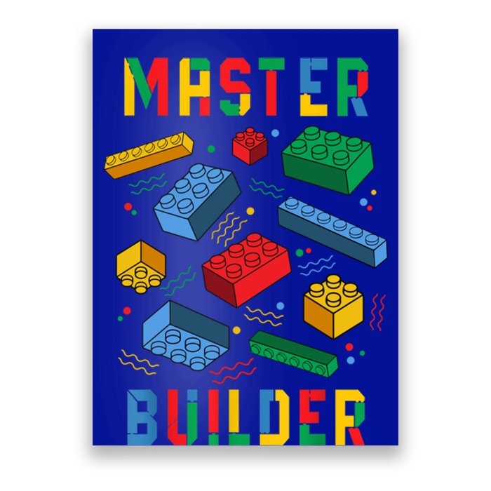 Brick Builder Funny Blocks Building Master Builder Toys Gift Poster