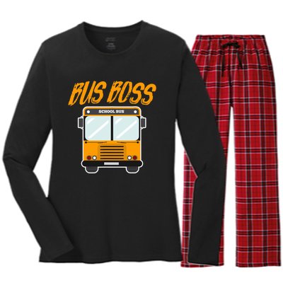 Bus Boss Funny School Bus Driver Women's Long Sleeve Flannel Pajama Set 