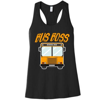 Bus Boss Funny School Bus Driver Women's Racerback Tank